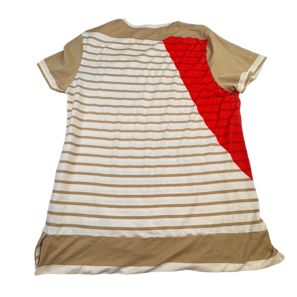 BALENCIAGA Stripe T-Shirt Women’s Size XL Brown Cotton Stretch Crewneck Casual - Picture 3 of 12